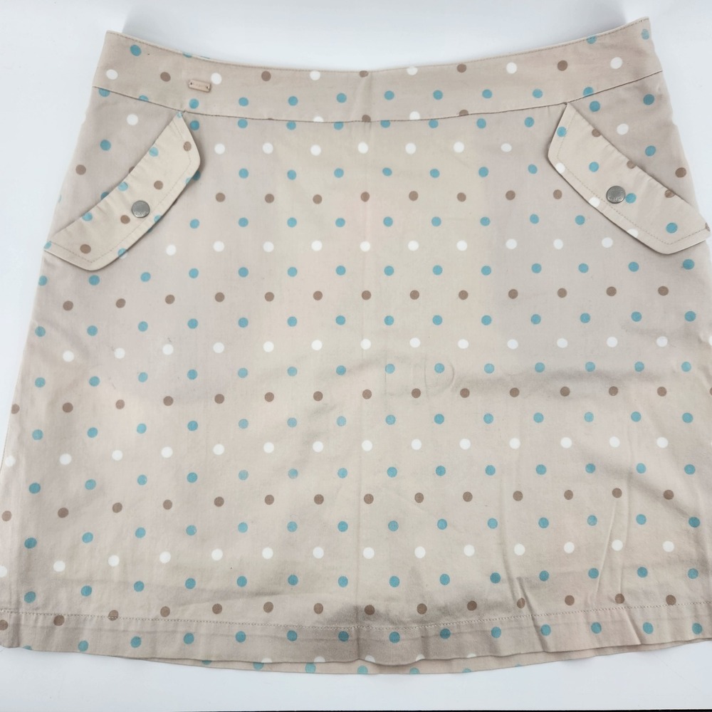 Lizgolf Liz Claiborne Polka Dot Skort Tan Blue Brown Size 10 Golf Skirt Shorts